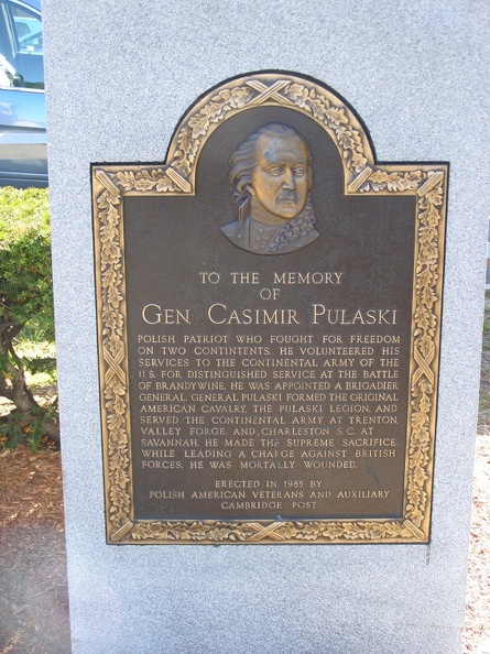Casimir Pulaski plaque, Cambridge Common