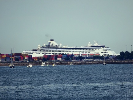 View of cruise ship from JFK Library
