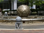 Globe sculpture in Kendall Square