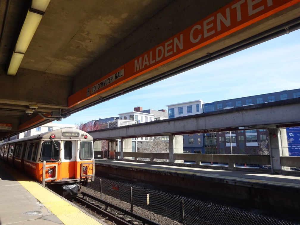Orange Line train at Malden Center
