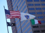 Flags at City Hall Plaza