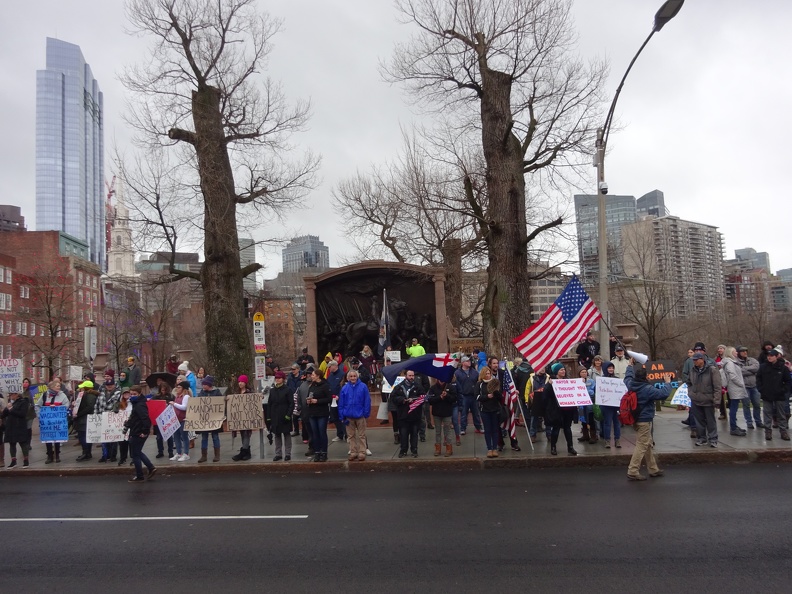 Stop the Mandates rally - protesters along Beacon St.