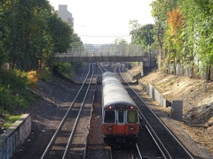 Orange Line train departing Malden Center