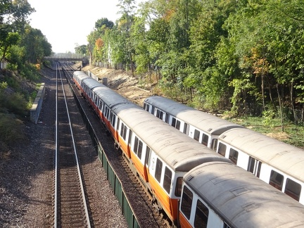 Orange Line trains near Malden Center