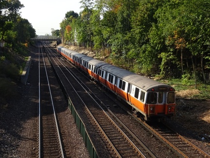 Orange Line train departing Malden Center