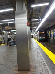 Green Line train pulling into Park St