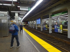 Green Line train pulling into Park St